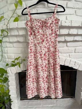 Floral Sundress in Pink and White - Sleeveless Summer Dress